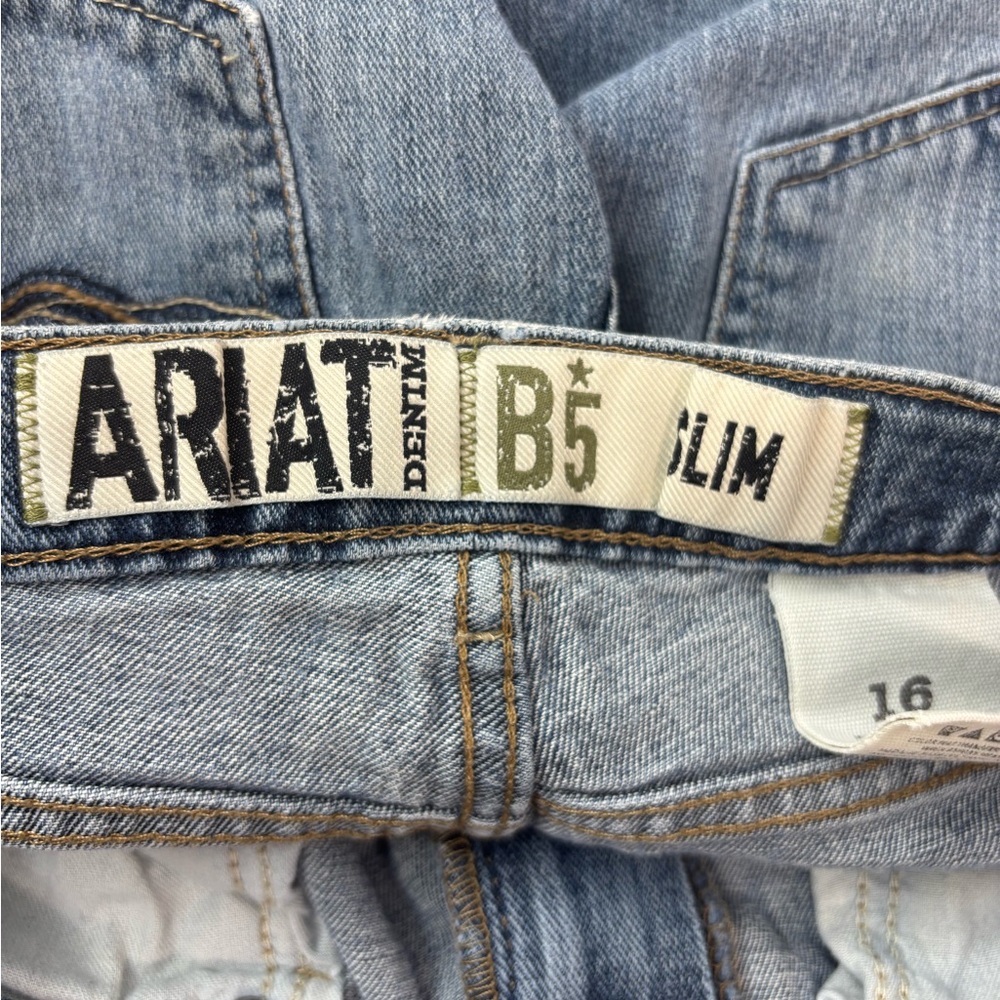 Ariat B5 Slim 16 27x31 Boys Classic Blue Distressed Denim Jeans - Picture 8 of 10